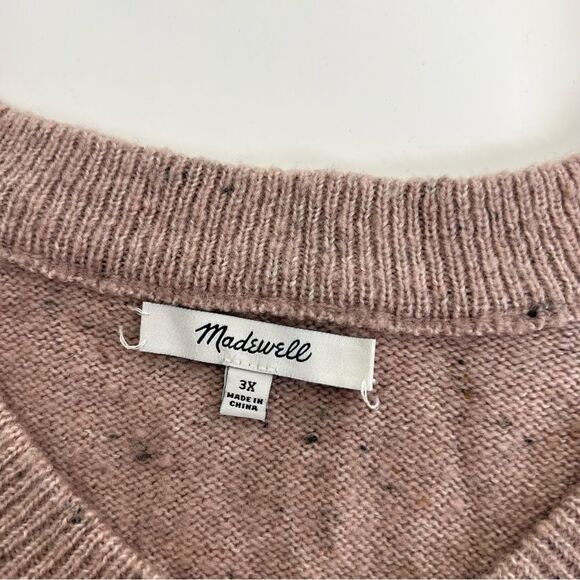 Madewell Wool Blend Muted Pink V Neck Sweater - Picture 6 of 10
